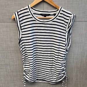 Veronica Beard Navy and White Striped Side-Tie Tank
